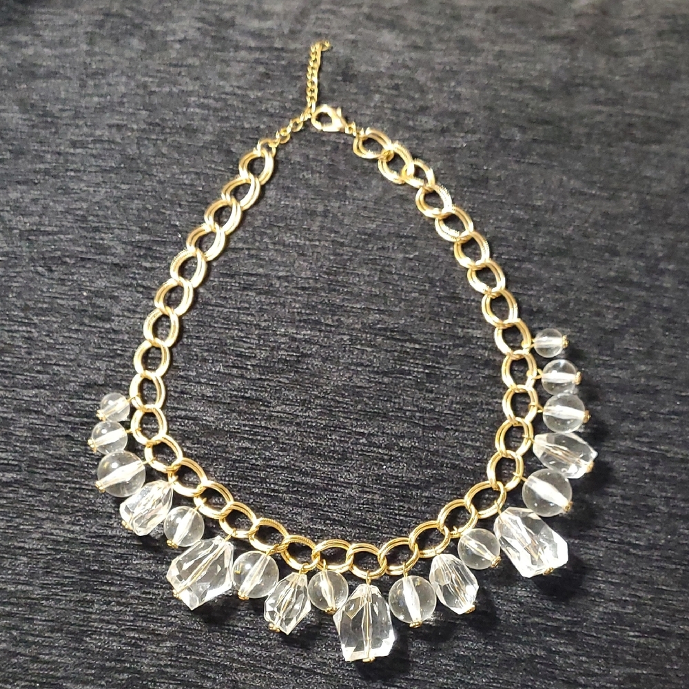 PAPARAZZI GORGEOUSLY GLOBETROTTER Gold Double Link Chain Chunky Crystal Necklace